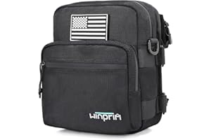 WINPRIM Handlebar Storage Bag for Bicycle Motorcycles - 1680D Waterproof Tool Storage Bag with Flag Patch, Multi-Purpose Front Fork & Crossbody Bag, Durable Small Pouch for Motorcycles