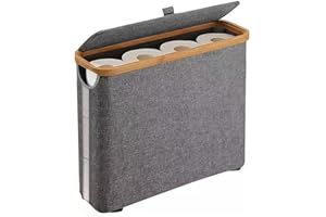 Toilet Paper Storage with Lid 17.7x13.8x5.9 inch Waterproof Paper Towel Storage Free Standing Toilet Papers Container with Ba