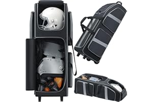 Speqerk Football Bag with Wheels, Large Capacity Durable Football Gear Bag with & Multi-pocket, Tackle Player Equipment Bag R
