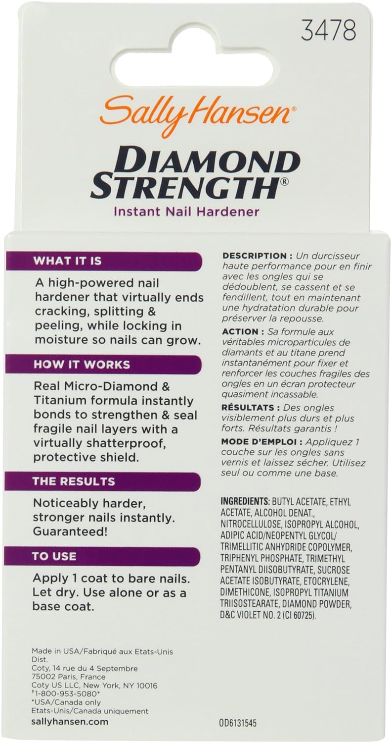 Sally Hansen Diamond Strength Instant Nail Hardener 3478 Clear, 0.45 Fl Oz, Pack of 1: Beauty