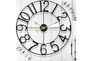 SEESURE 14 in Outdoor Clock – Retro Black Metal Outdoor Wall Clock for Patio/Pool Area – DIY Hands Farmhouse Decorative Outdoor Clocks – Vintage Industrial Skeleton Outside Clock for Garden, Backyard, Porch