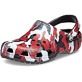 Crocs Unisex-Adult Classic Camo Clogs, Black/Red, 5 Men/7 Women