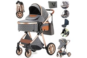 Kakbgee Compact Baby Stroller,Lightweight Reversible Infant Newborn Pram Stroller,Convenient One Hand Fold Toddler Stroller with Aluminum Frame,3-Position Recline Newborn Pram, Dumbgray
