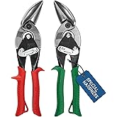 MIDWEST Special Hardness Aviation Snips, Left &amp; Right Cut Offset | Made in USA, Stainless Steel Cutting Shears, 2 Piece Offset Snip Set, Pinch-Thru-Point Cuts, Kush'N-Power Grips - MWT-SS6510C