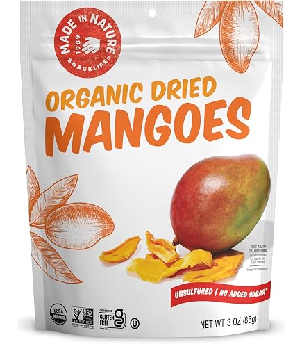 Food To Live Organic Dried Mango Cheeks - Non-GMO, Kosher, Raw, Vegan (8 Oz)