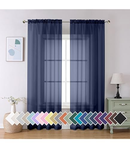 HLCME - 2 Paneles De Cortina De Velo Traslúcido Con Ojales De 45 63 72 84 90 95 108 Pulgadas De Largo Colombia 1