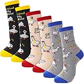 scenicamp 3 Pairs Silly Goose Theme Novelty Socks for Women Cute Cotton Goose Crew Sock Funny Gifts for Women Girl Size 6.5-8.5