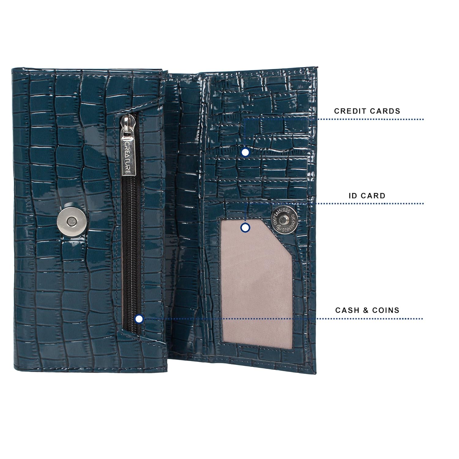 creature handcrafted glossy women's clutch(color-blue||cl-04)