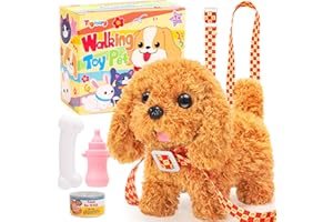 Tagitary Plush Toys Puppy Electronic Toy Dogs That Walk and Bark,Tail Wagging Fake Dog Interactive Dog Toy for Kids with Leas