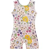 EQSJIU Gymnastics Leotards with Shorts for Girls Unicorn Rainbow Balloon Flower Sparkly Gradient Colors Biketard 1-10 Years