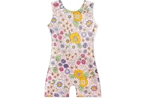 EQSJIU Gymnastics Leotards with Shorts for Girls Unicorn Rainbow Balloon Flower Sparkly Gradient Colors Biketard 1-10 Years