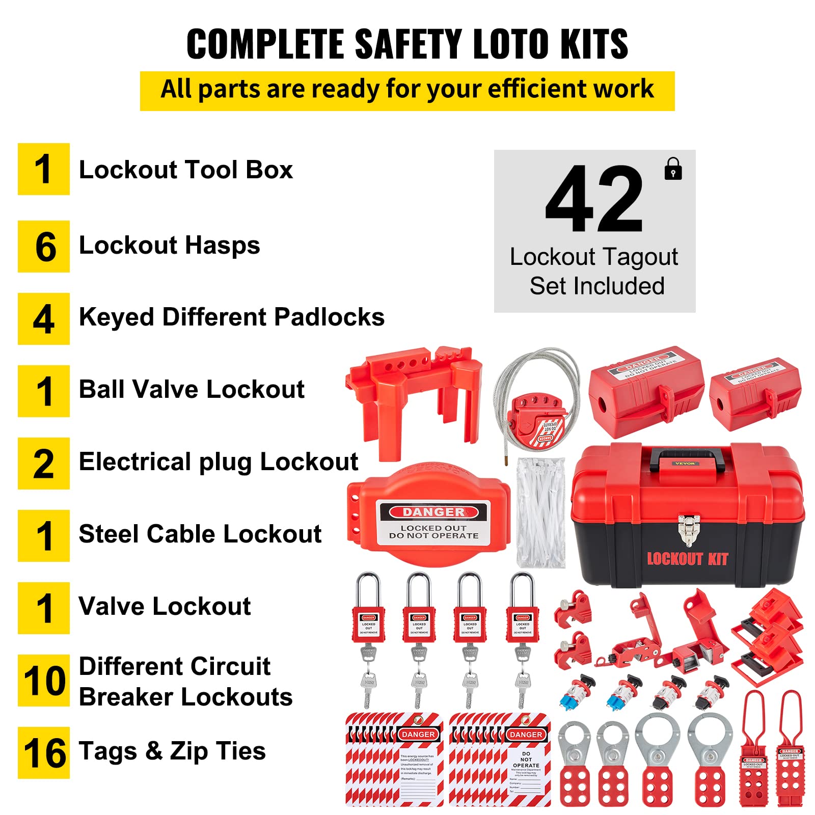 Mua VEVOR 42 PCS Lockout Tagout Kits, Electrical Safety Loto Kit ...