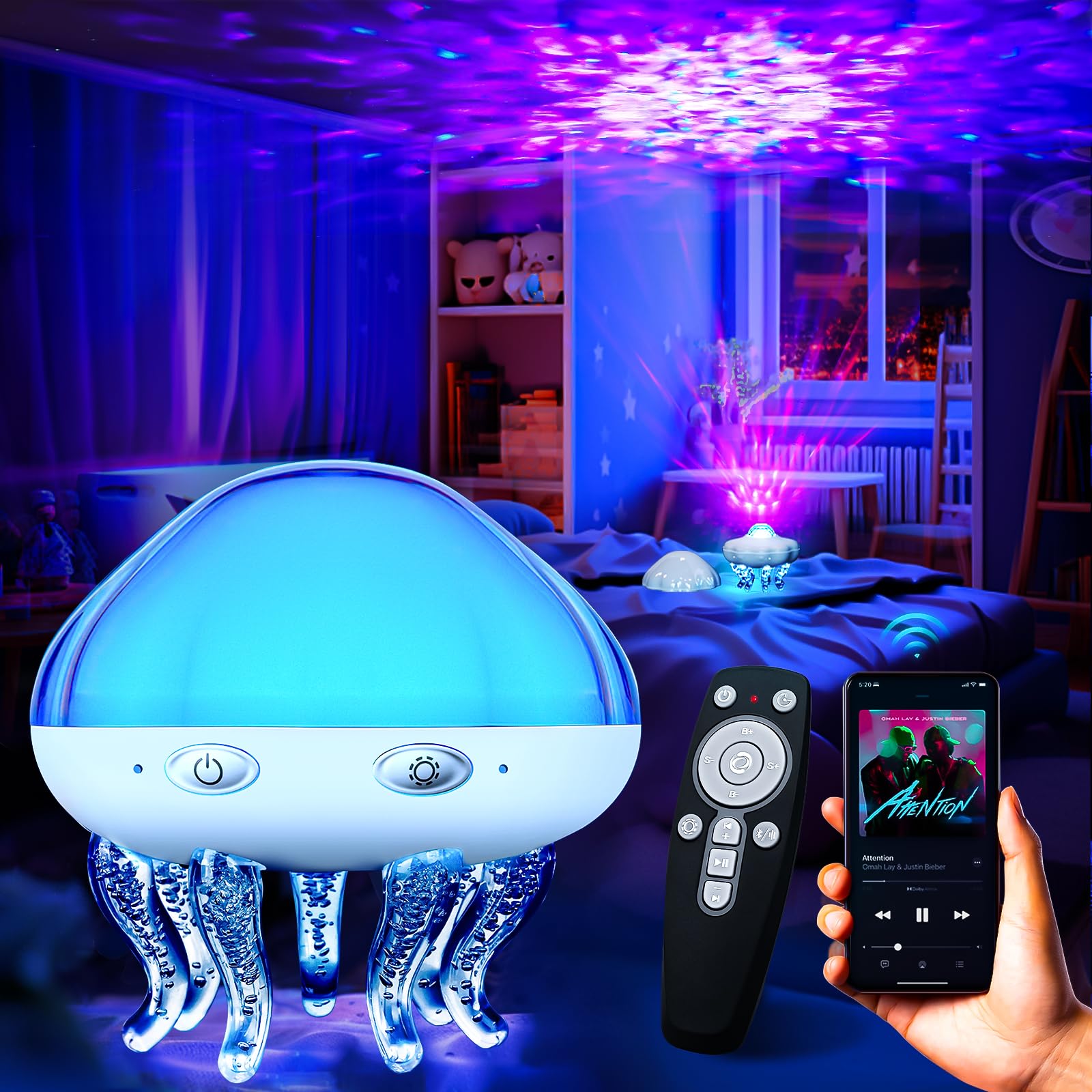 Photo 1 of TonyEst Galaxy Projector for Bedroom, Kids Night Light Aurora Projector with White Noise and Music Speaker, Jellyfish Ocean Galaxy Light for Kids Room Decor & Christmas Gifts