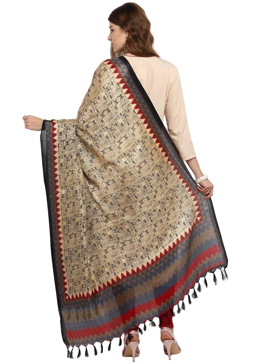 applecreation women's khadi silk dupatts with jhallar (freesize_multi-coloured_khdpt101d)