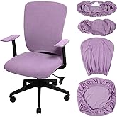 Tallew 4 Pcs Office Chair Covers Set Computer Universal Protective Stretchable Chair Seat Covers Desk Armrest Slipcovers Pads Office Cushion Backrest for Rotating (XL,Lilac Purple)