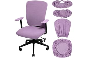 Tallew 4 Pcs Office Chair Covers Set Computer Universal Protective Stretchable Chair Seat Covers Desk Armrest Slipcovers Pads Office Cushion Backrest for Rotating (XL,Lilac Purple)