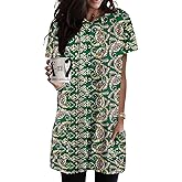 KISSMODA Woman Lightweight Dress with Hood Short Sleeve Summer Loose Pullovers with Pockets Long Tunics Top for Leggings