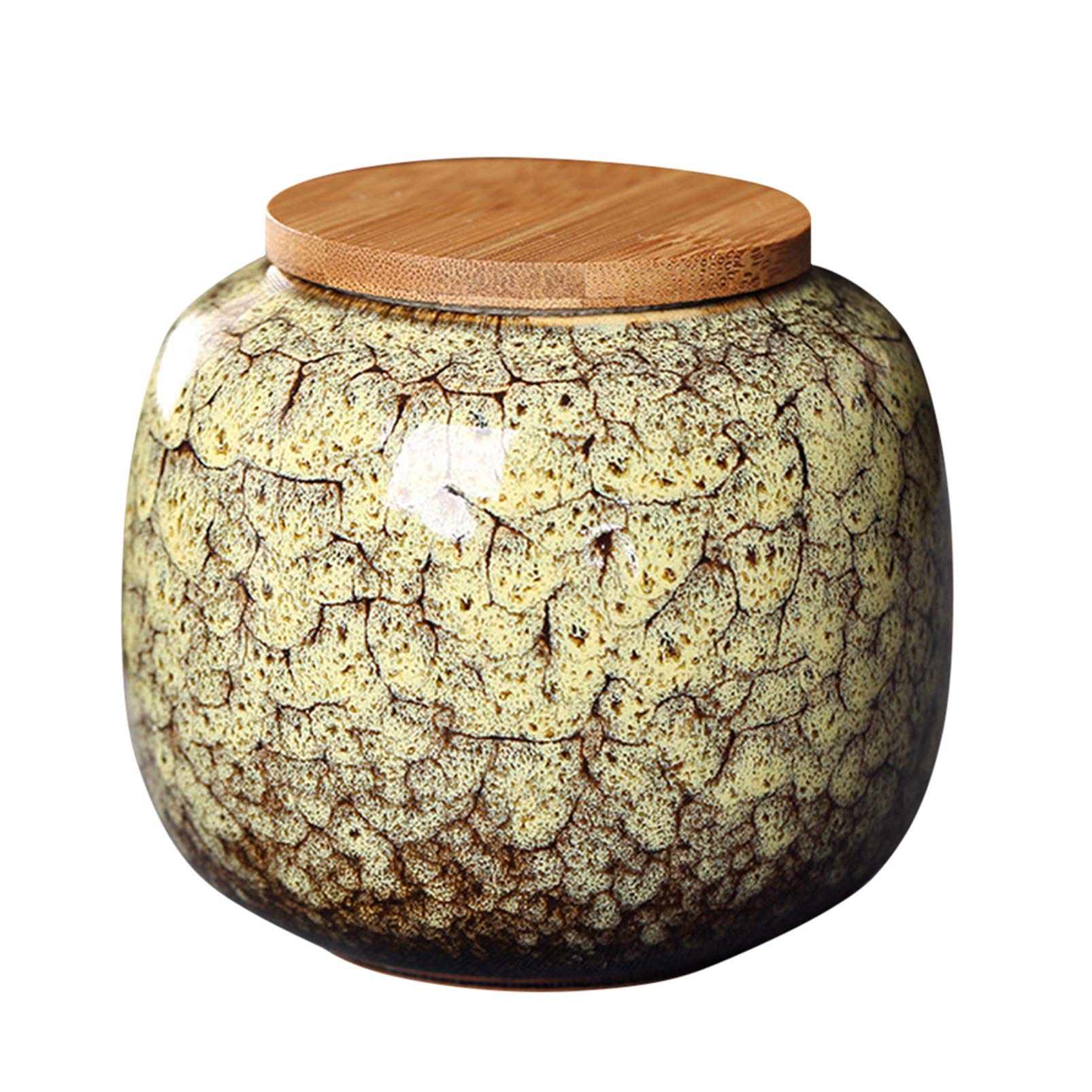 XUDREZ Tea Storage Containers Airtight Tea Caddy Tins, Ceramics Canister Sealed Porcelain Storage Jar for Seed/Coffee and More (Yellow)