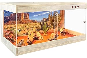 Royxen Bearded Dragon Tank Extra Large, Reptile Tank with Built-in Bulb Sockets, Reptile Enclosure, Lizard Tank (Oak, 63 Gallons, 40" L x 20" W x 20" H)