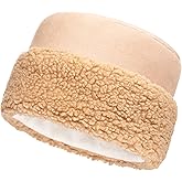 Futrzane Sherpa Trim Hat - Winter Hats for Women - Suede Hat with Sherpa Fleece