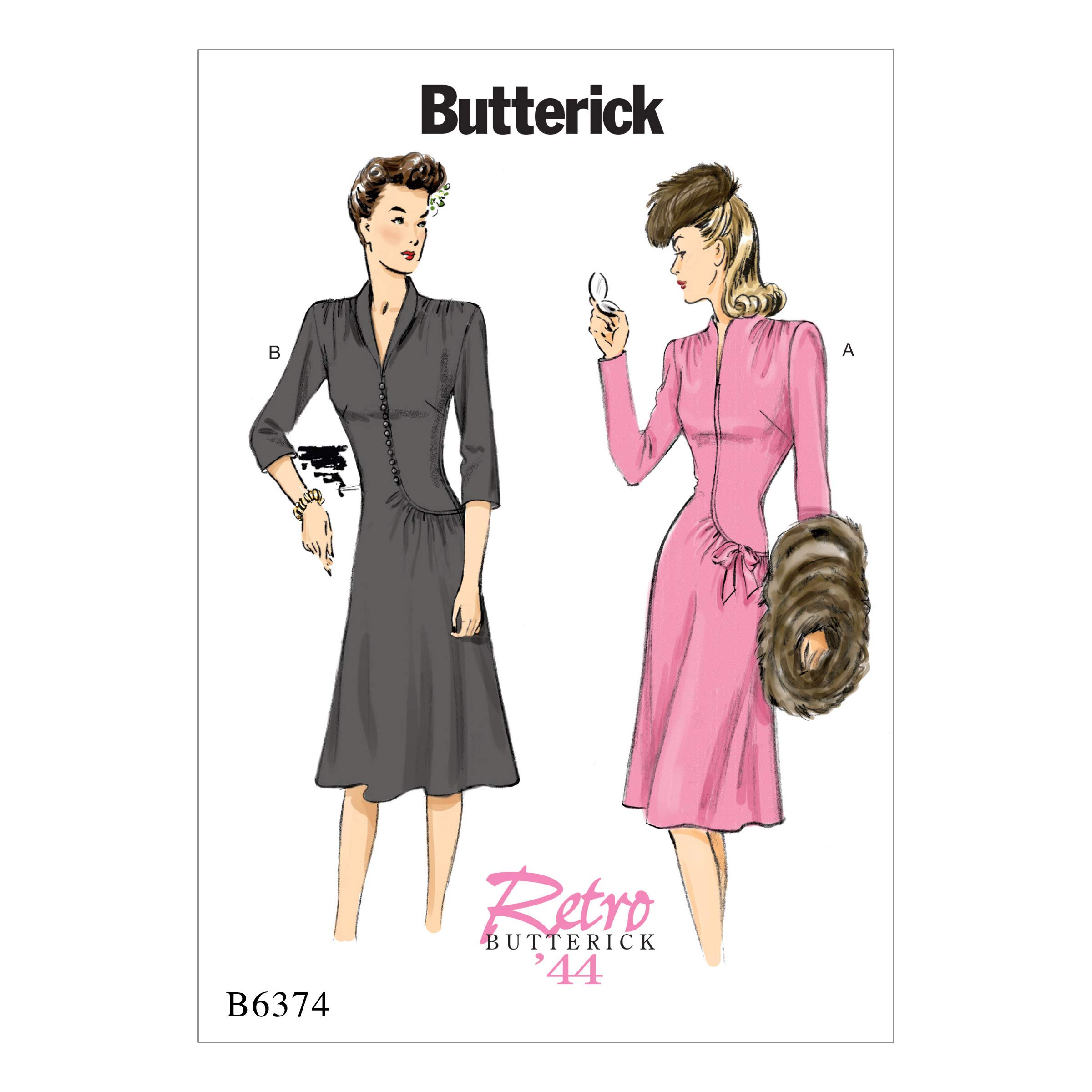 Butterick Patterns 6374 A5,Misses Dress,Sizes 6-14, Tissue, Multicoloured, 17 x 0.5 x 22 cm