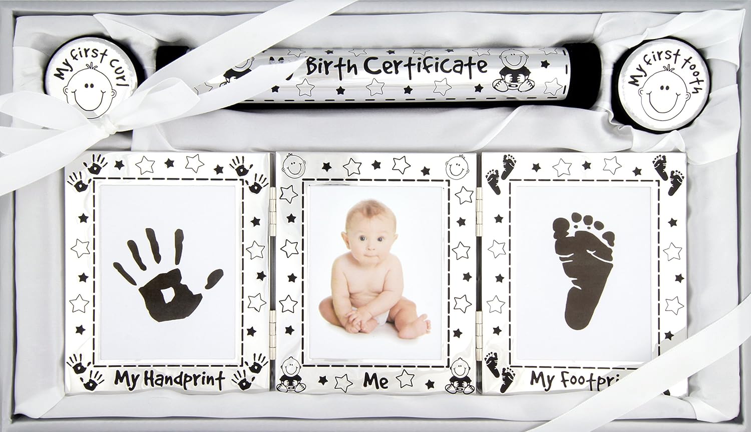 Un Tube Pour Le Certificat De Naissance Et Le Cadre Pour La Main Et Imprimer Pied 22x37 Cm 2 Boites Pour Les Dents De Lait Et Les Cheveux Kit Bebe Comprenant Cadre