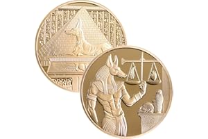 YKshop Gold Plated Egypt Death Protector Anubis Challenge Coin Egyptian Guardian of Death Collection Gift