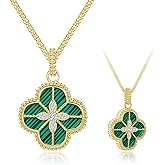 Elfgrass S925 Sterling Silver Clover Necklace for Women, Shell or Turquoise Pendant Adjustable Chain Jewelry