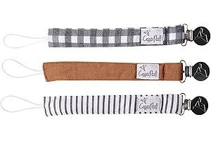 Copper Pearl Pacifier Clips 3-Pack: Scotland - Premium Knit Binky Clips for Baby Girls and Boys - Stylish Stainless Steel Pacifier Holder Clip - Baby Pacifier Clips for No More Floor Drops