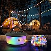 TOHETO Camping String Lights, 3 in 1 Upgraded Retractable RGB Outdoor String Lights with 19 Lighting Modes, Quick 30s Recover