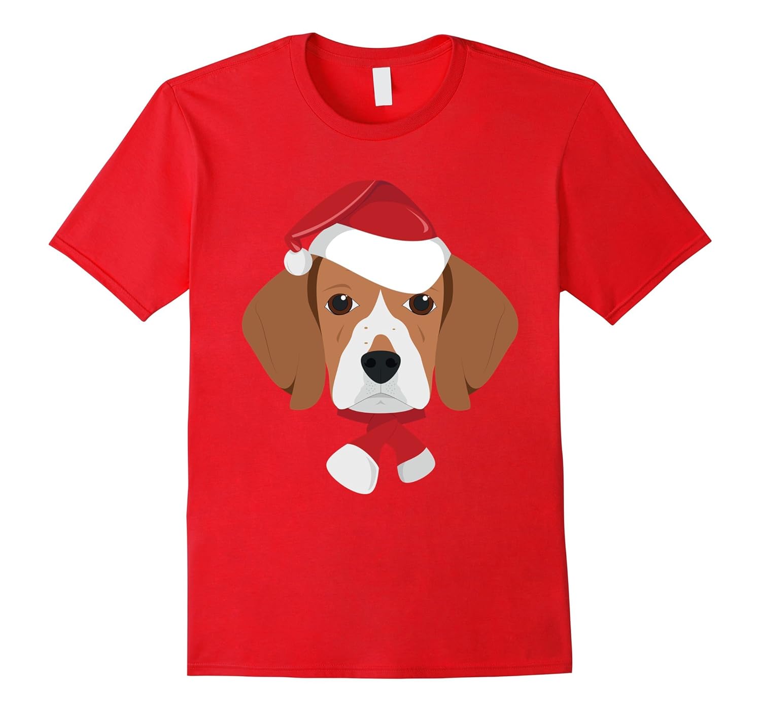 Beagle Dog With Red Santa's Hat Funny Xmas Tshirt-ANZ