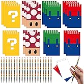 Echoglimmer 40 PCS Super Bros Party Favors | Birthday Party Decorations | Super Bros Supplies 20 Pencils & 20 Party Mini Super Theme Notepads