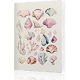 HUKINE Beach Photo Album 4x6, Preppy Beach Seashell Small Photo Album Memory Book Keepsake with 18 Pockets Hold 36 Pictures for Family Baby Graduation Wedding Anniversary Travel Vacation