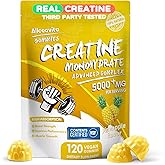 NSF Certified Creatine Gummy - Creatine Monohydrate Gummies 5000mg for Men & Women -120 Gummies Advanced Formula, Muscle Strength, Muscle Builder, Energy Boost, Pre-Workout Supplement-Pineapple