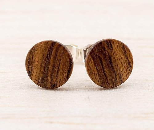 Braune Holz Ohrstecker Ø8mm Kleine Holz Ohrringe hölzerne Mini Ohrringe kleine runde Holz ohrstecker individualisierbar wood 