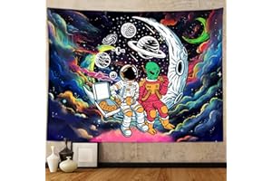Sanzugh Funny Space Astronaut Alien Tapestry for Men Guys Bedroom, Cool Trippy Universe Planet Art Tapestries Wall Hanging College Dorm Boys Room Decor 60"X40", Psychedelic Blacklight Galaxy Poster