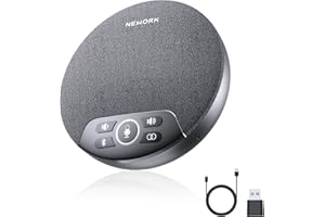 NEWORK Bluetooth Conference Speakerphone with AI Noise Reduction, 4 Mics, 360° Voice Pickup, 2600mAh Battery, Bluetooth/USB-C/Dongle, Daisy Chain for Large Rooms, Compatible with Zoom/Teams/Skype