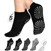 unenow 5 Pairs Pilates Socks for Women Non Slip Socks with Grips for Yoga Hospital Barre Barefoot