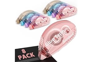 Secopad 8 Pack Scrapbook Tape, Double Sided Tape for Crafts, Adhesive Glue Runner for Scrapbooking Journaling Supplies, Glue Roller for Kids and Adults School Office Teacher Supplies, 0.3IN x 26FT