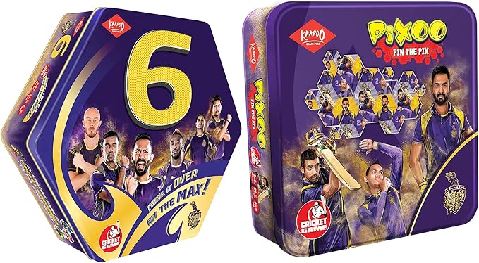 Kaadoo 6-KKR-Cricket Boardgame and Pixoo-KKR-Cricketer Puzzle Game