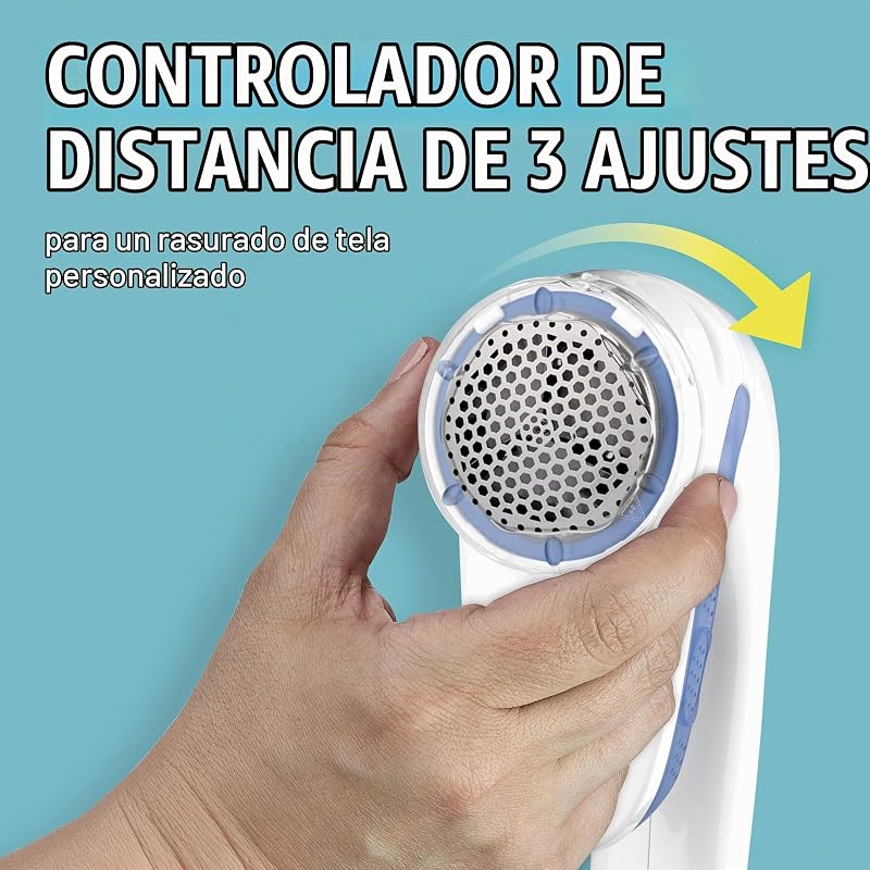 Removedor de fiapos, barbear de tecido a pilha para vestuário e tecidos, pega ergonómica, cabeça grande, branco/azul, CLS1XE
