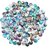 Honbay 140PCS Mermaid Fish Scale Resin Flatback Cabochons Colorful Flatback Embellishments for Setting Bezel Tray Pendant Charms (7 Color, 12mm)