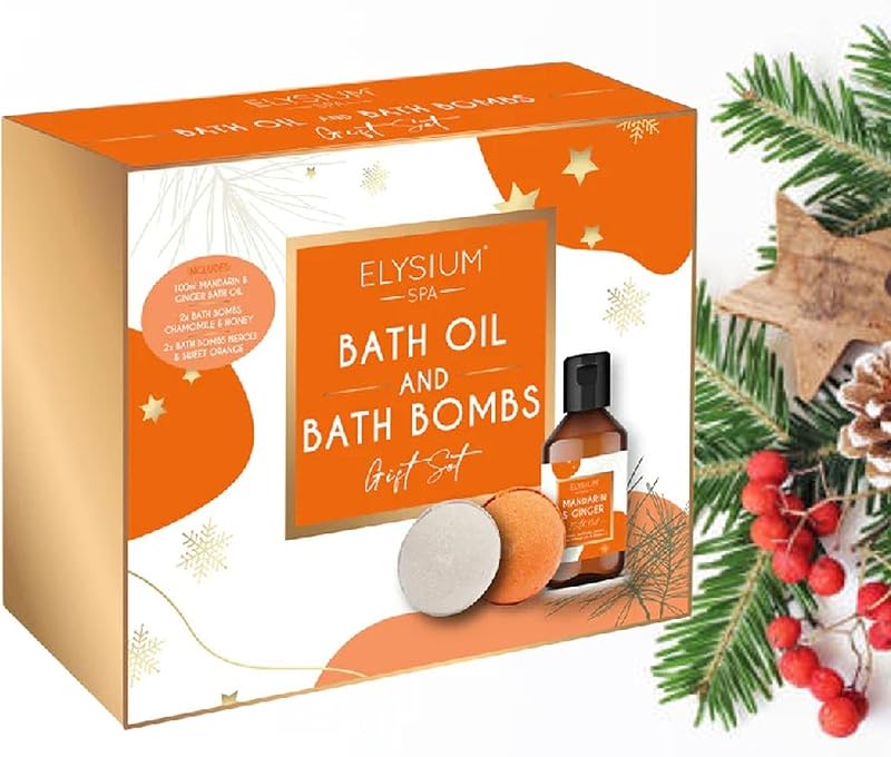 151 Elysium Spa Bath Oil & Bomb Gift Set Mandarin Ginger Neroli Scent