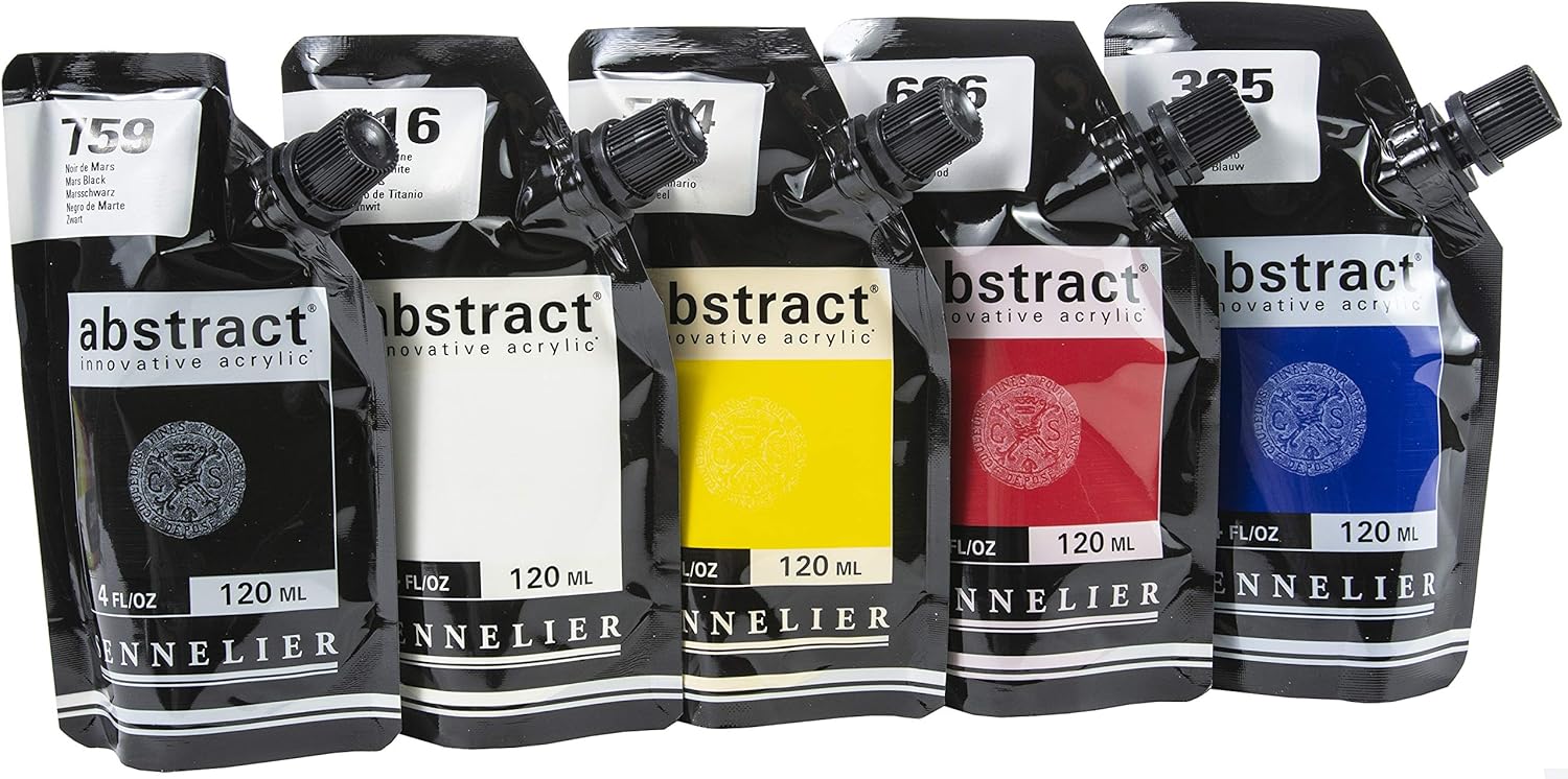 Sennelier Abstract Paint Set 5P, Primary Colors, 120 ml (Pack of 5), 600 ml (Pack of 1) - Image 3