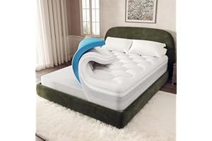 OhGeni Cooling 4 lnch Queen Size Dual Layer Mattress Topper, 2 Inch Gel Memory Foam, 2 Inch Soft Pillow Top Pad, Guest Bedroom Essentials Mattresses Cover, Extra Comfortable Sleep and Back Pain Relief