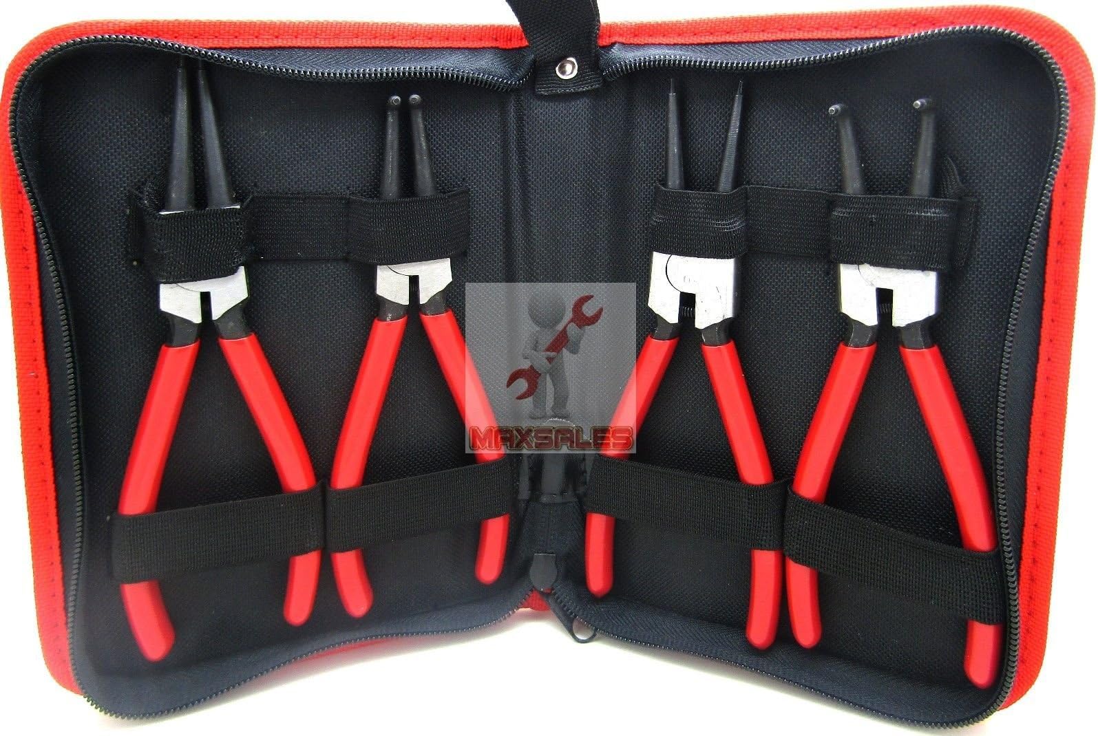 NEW 4pcs Heavy Duty 7" Circlip Plier Snap Ring Plier Kit W/ Pouch