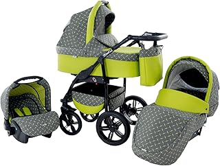 Kinderwagen Babywagen Kombikinderwagen Zeo Wind 3 in 1 Komplettset mit Zubehör 0-3 Jahre 0-15 kg Insektenschutz Einkaufstasche Regenschutz Getränkehalter Buggy Autositz (51)