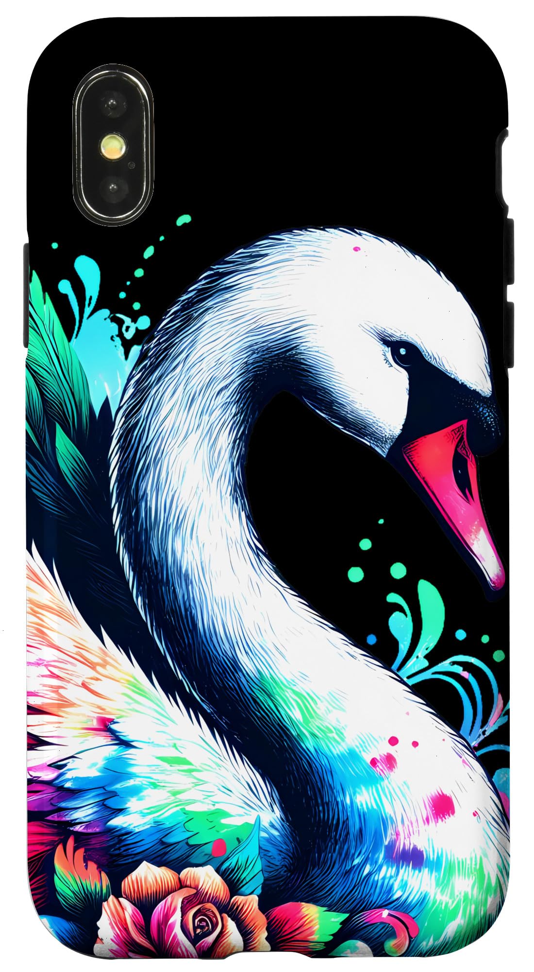 iPhone X/XS Cool Swan Bird Spirit Animal Illustration Tie Dye Art Case