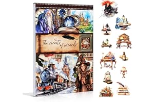 Dwpetzo The Secrets of Wizards Sticker Book for Journaling Collage, 20 Sheets Precut Transparent PET Washi Matte Paper Materials Stickers for Scrapbooking, Junk Journal Supplies, Planner