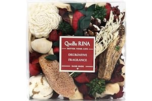 Qingbei Rina Christmas Potpourri,Cinnamon and Apple Scented Holiday Potpourri Bowl Filler.Dried Flowers. Homeragrance Sachet of Petal, Vase Filler Winter Decor.Bulk14 oz(Red)